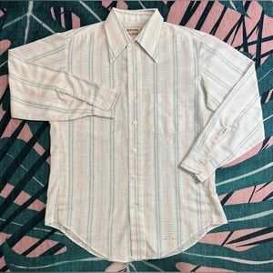Vintage Euro Fit By Van Heisenberg Striped Butterfly Collar Style Long Sleeve